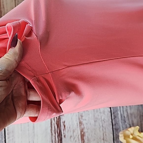 NWT TOMMY HILFIGER MELON ORANGE SHORT SLEEVE SPLIT V NECK PULLOVER TOP - Picture 9 of 15